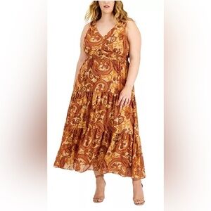 Taylor Sleeveless Paisley BoHo Tiered Plus Size Summer Spring Maxi Dress 16